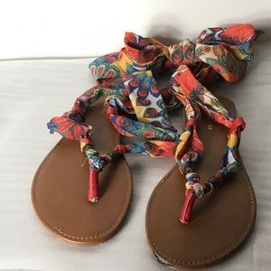 Soda paisley tie up sandals